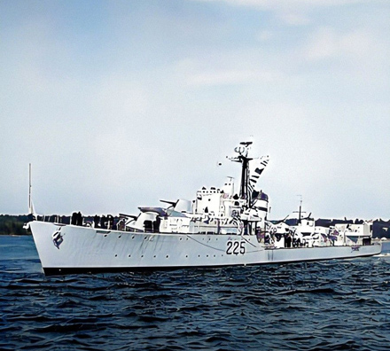 With H.M.C.S. Sioux (225) in Peggy's Cove